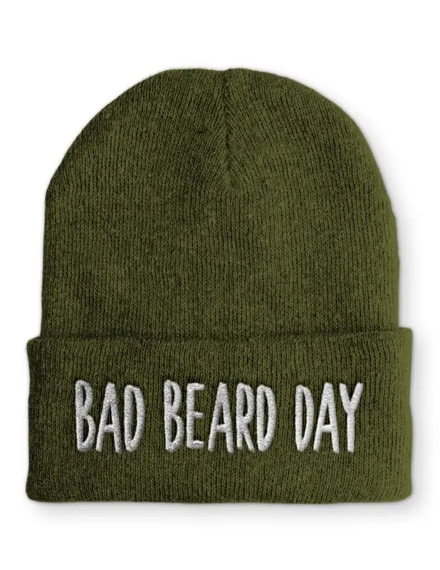 Bad Beard Day Wintermütze Spruchmütze Beanie perfekt für die kalte Jahreszeit - Olive