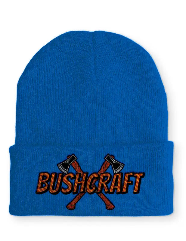 Bushcraft Outdoor Statement Beanie Mütze mit Spruch - Royal