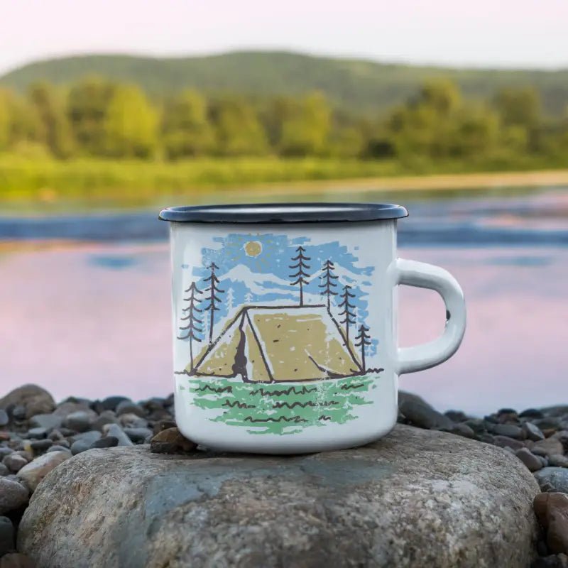 Camper Zelt Outdoor Emaille Tasse