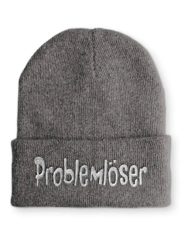 Problemlöser Beanie Wintermütze Mütze mit Spruch - Grey