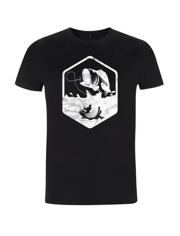 Retro Vintage Angler Herren T - Shirt - S / Schwarz