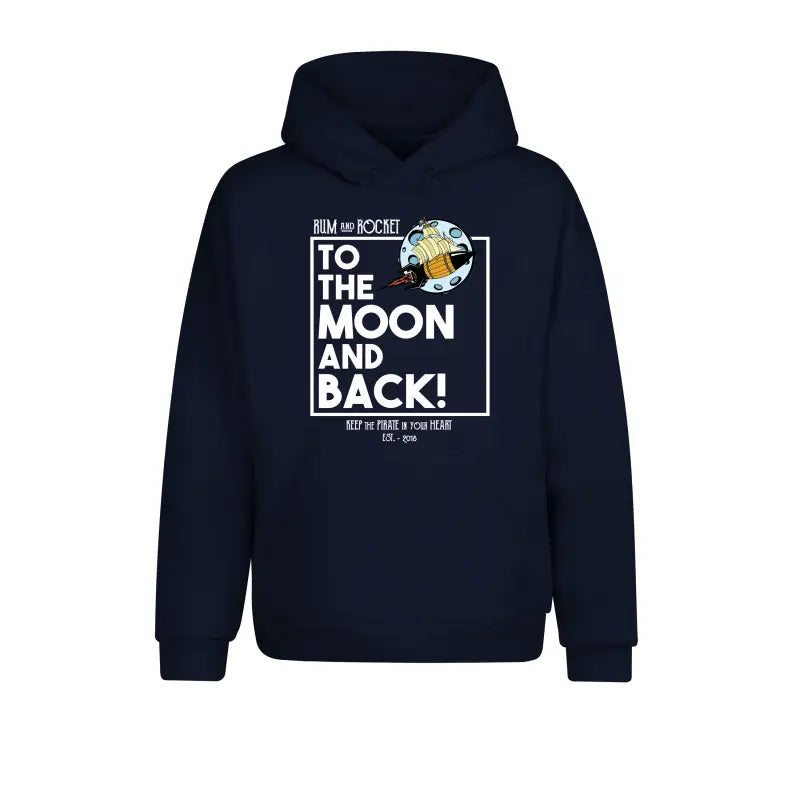 Rum and Rocket To the Moon Back Hoodie Unisex - XS / Navy