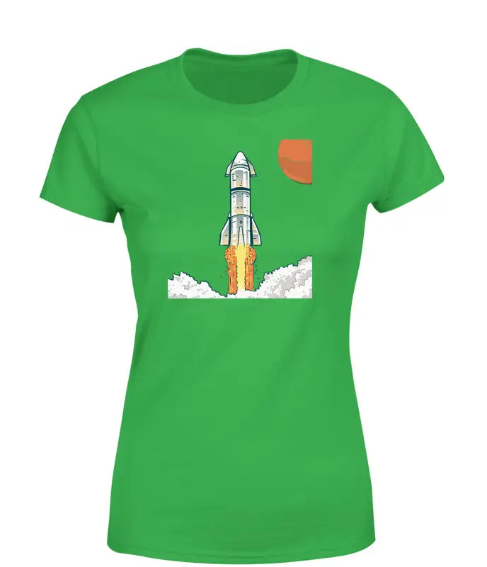 Space Rocket Damen T - Shirt Fairtrade Weltraum - S / Grün