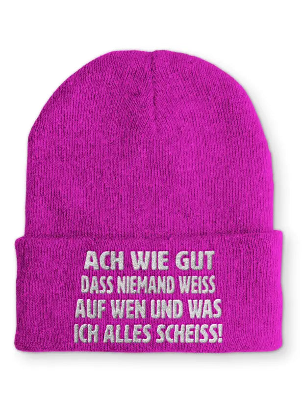 
                      
                        Ach wie gut das niemand weiss auf wen und was ich alles scheiss! Statement Mütze mit Spruch - Pink
                      
                    