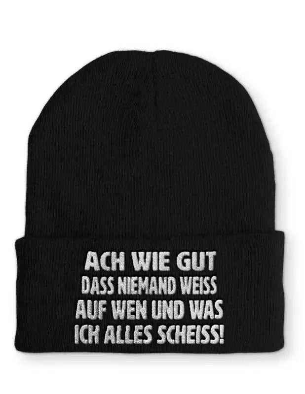 
                      
                        Ach wie gut das niemand weiss auf wen und was ich alles scheiss! Statement Mütze mit Spruch - Black
                      
                    