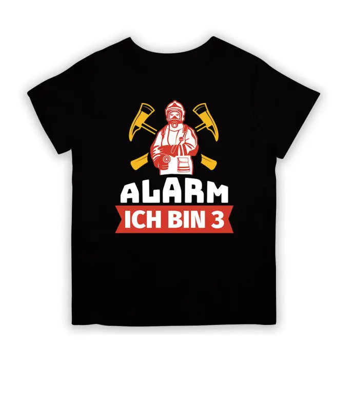 
                      
                        Alarm ich bin 3 Feuerwehr T - Shirt Kinder - 104 - 110 / Schwarz
                      
                    