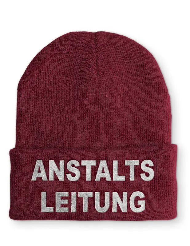 
                      
                        Anstaltsleitung Statement Beanie Mütze mit Spruch - Bordeaux
                      
                    