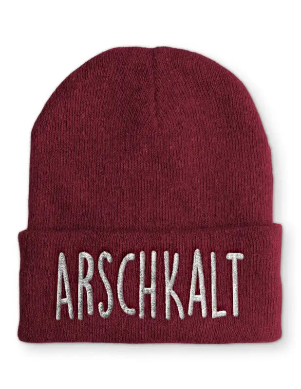 
                  
                    Arschkalt Wintermütze Spruchmütze Beanie perfekt für die kalte Jahreszeit - Bordeaux
                  
                