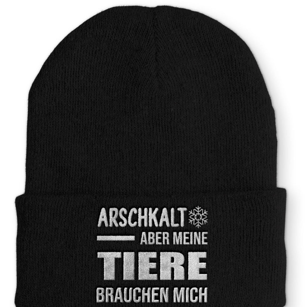 Arschkalt aber meine Tiere brauchen mich Beanie Mütze mit Spruch - tshirtladen - Mütze
