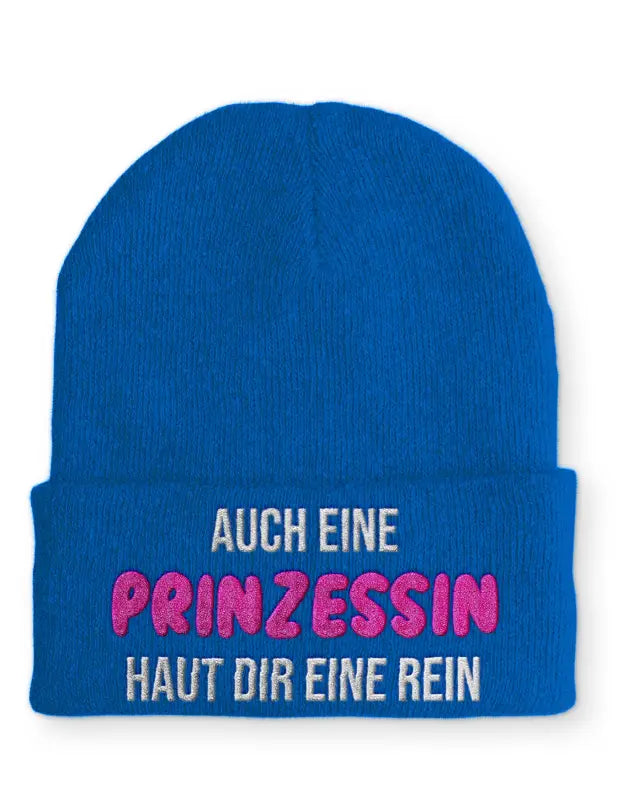 
                      
                        Auch eine Prinzessin haut dir rein Beanie Statement Mütze mit Spruch - Blau
                      
                    