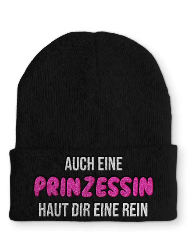 
                      
                        Auch eine Prinzessin haut dir rein Beanie Statement Mütze mit Spruch - Black
                      
                    