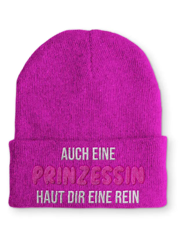 
                      
                        Auch eine Prinzessin haut dir rein Beanie Statement Mütze mit Spruch - Pink
                      
                    