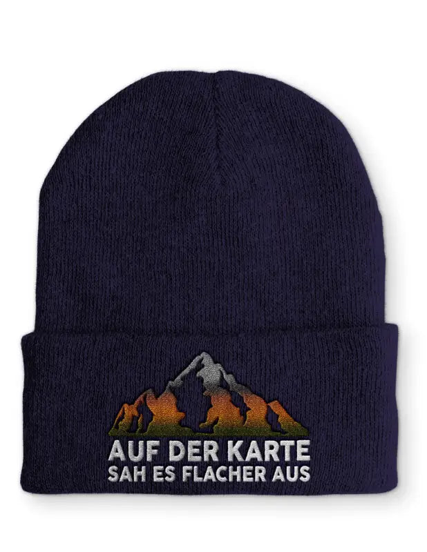 
                      
                        Auf der Karte sah es flacher aus Statement Beanie Mütze mit Spruch - Navy
                      
                    