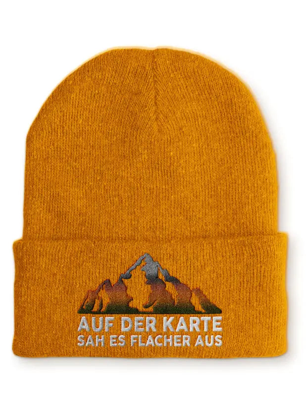 
                      
                        Auf der Karte sah es flacher aus Statement Beanie Mütze mit Spruch - Mustard
                      
                    