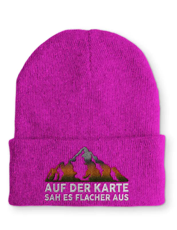 
                      
                        Auf der Karte sah es flacher aus Statement Beanie Mütze mit Spruch - Pink
                      
                    