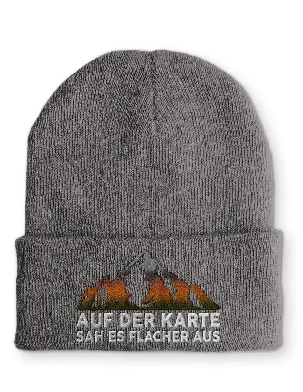 
                      
                        Auf der Karte sah es flacher aus Statement Beanie Mütze mit Spruch - Grey
                      
                    