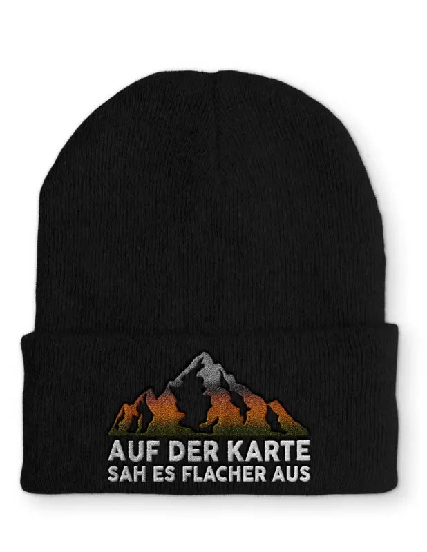 
                      
                        Auf der Karte sah es flacher aus Statement Beanie Mütze mit Spruch - Black
                      
                    