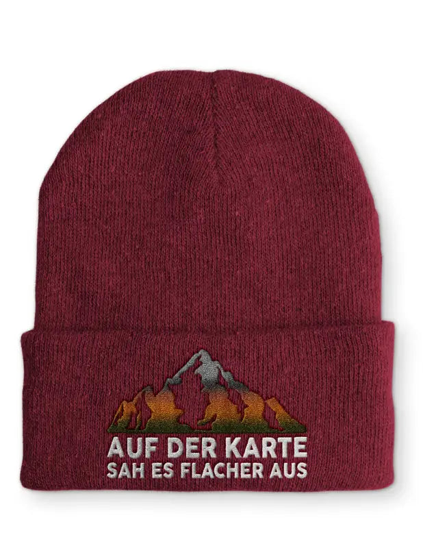 
                      
                        Auf der Karte sah es flacher aus Statement Beanie Mütze mit Spruch - Bordeaux
                      
                    