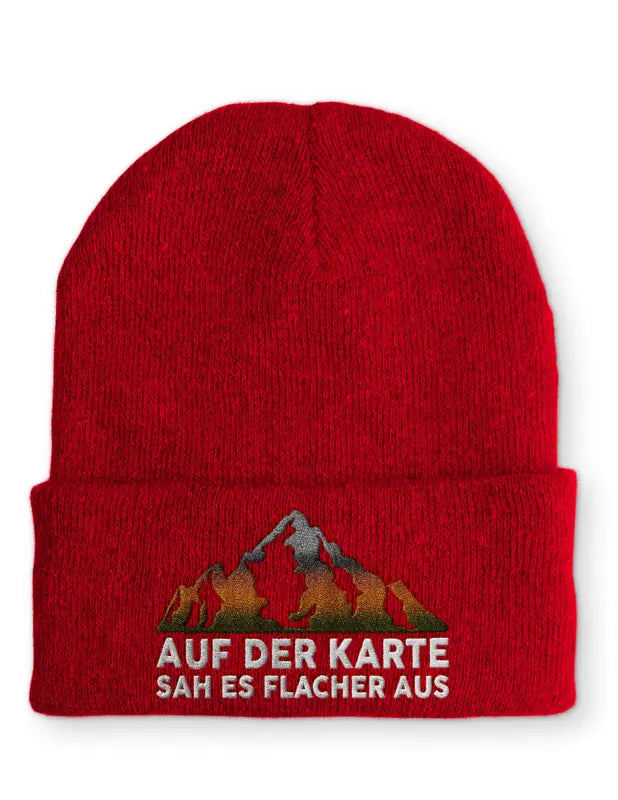 
                      
                        Auf der Karte sah es flacher aus Statement Beanie Mütze mit Spruch - Rot
                      
                    