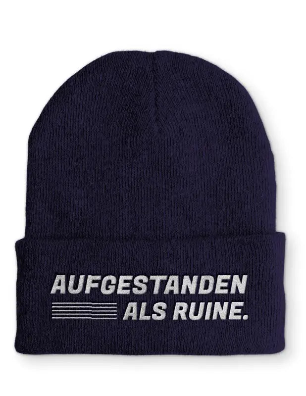 
                      
                        Aufgestanden als Ruine Statement Beanie Mütze mit Spruch - Navy
                      
                    