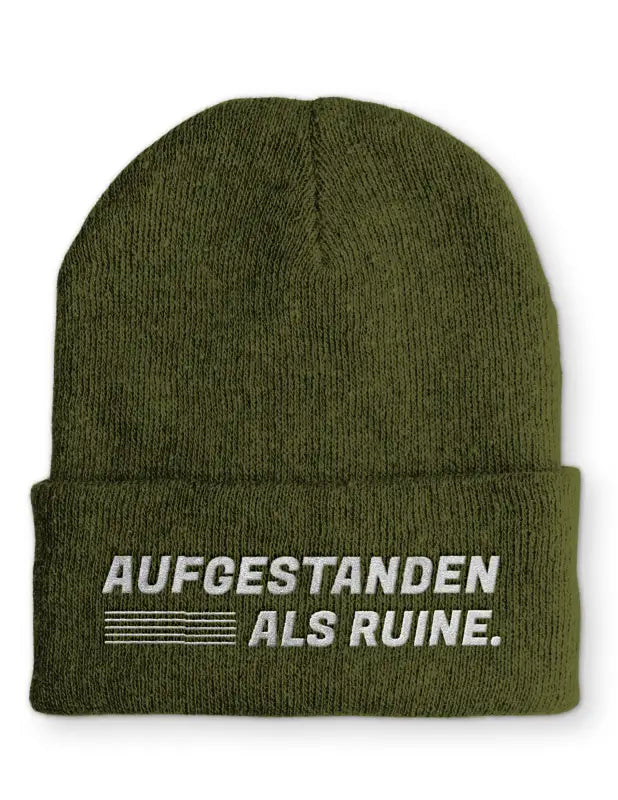 
                      
                        Aufgestanden als Ruine Statement Beanie Mütze mit Spruch - Olive
                      
                    