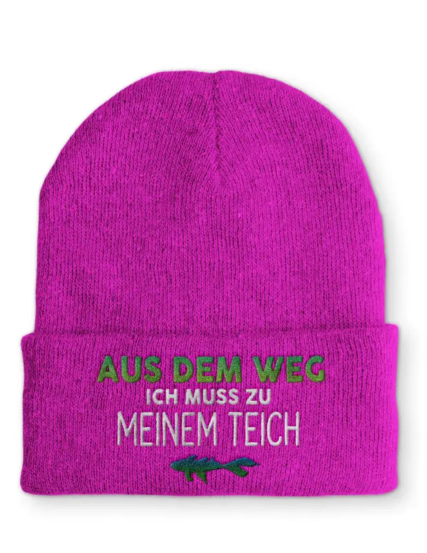 
                      
                        Aus dem Weg ich muss zu meinem Teich Statement Beanie Mütze mit Spruch - Pink
                      
                    