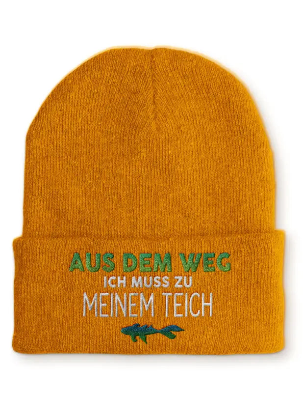 
                      
                        Aus dem Weg ich muss zu meinem Teich Statement Beanie Mütze mit Spruch - Mustard
                      
                    