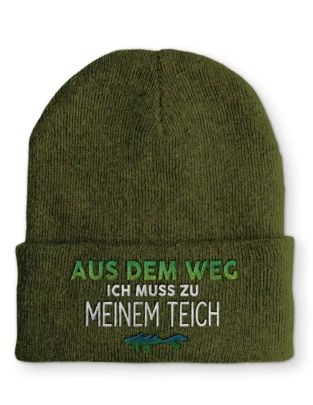 Aus dem Weg ich muss zu meinem Teich Statement Beanie Mütze mit Spruch - tshirtladen - Mütze