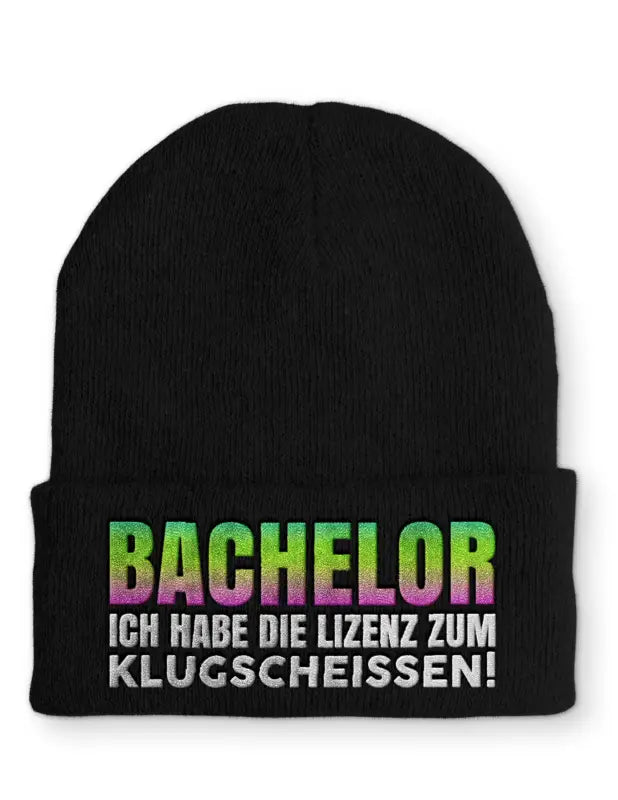 
                      
                        Bachelor Ich habe die Lizenz zum klugscheissen Statement Beanie Mütze mit Spruch - Black
                      
                    