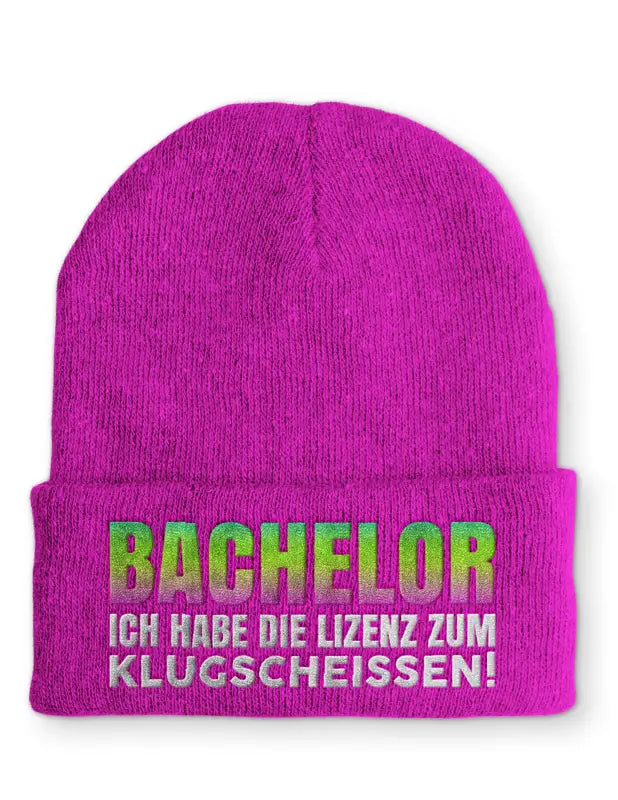 
                      
                        Bachelor Ich habe die Lizenz zum klugscheissen Statement Beanie Mütze mit Spruch - Pink
                      
                    