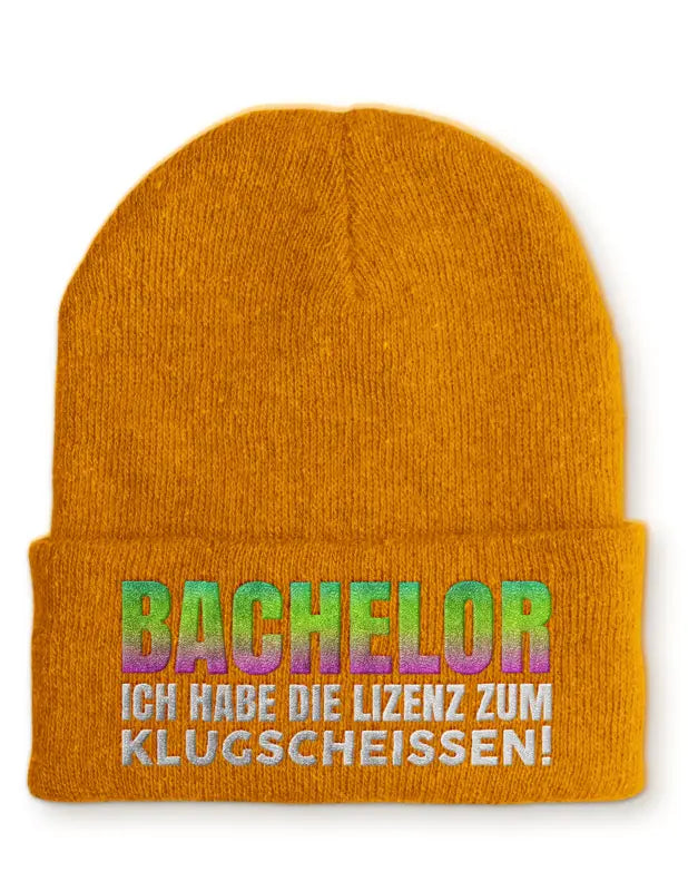 
                      
                        Bachelor Ich habe die Lizenz zum klugscheissen Statement Beanie Mütze mit Spruch - Mustard
                      
                    