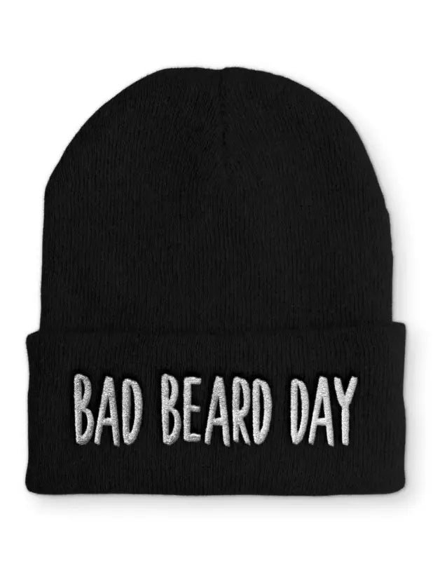 Bad Beard Day Wintermütze Spruchmütze Beanie perfekt für die kalte Jahreszeit - Schwarz