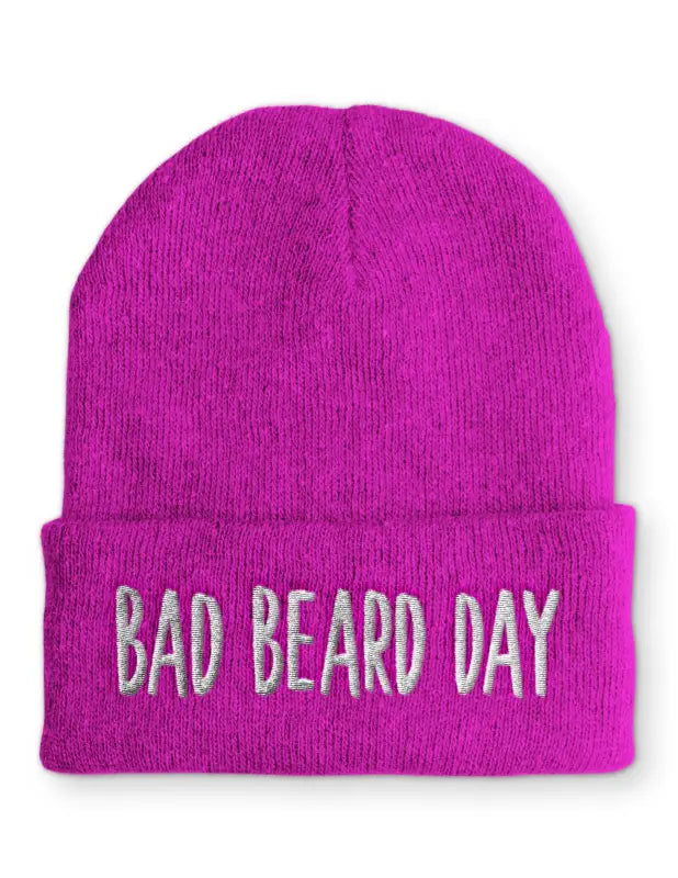 Bad Beard Day Wintermütze Spruchmütze Beanie perfekt für die kalte Jahreszeit - Pink