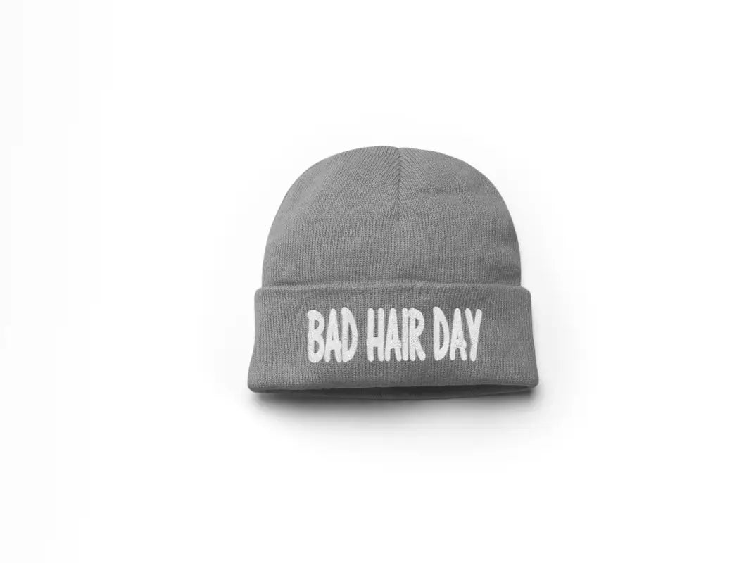 Bad Hair Day Wintermütze Spruchmütze Beanie perfekt für die kalte Jahreszeit - Grau