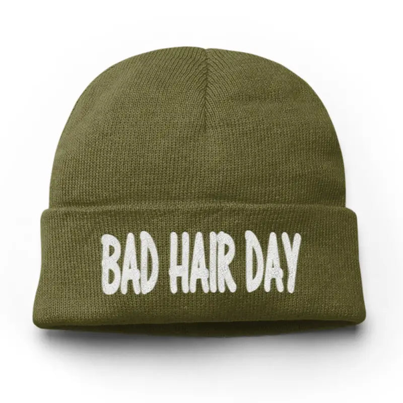 
                      
                        Bad Hair Day Wintermütze Spruchmütze Beanie perfekt für die kalte Jahreszeit - Olive
                      
                    