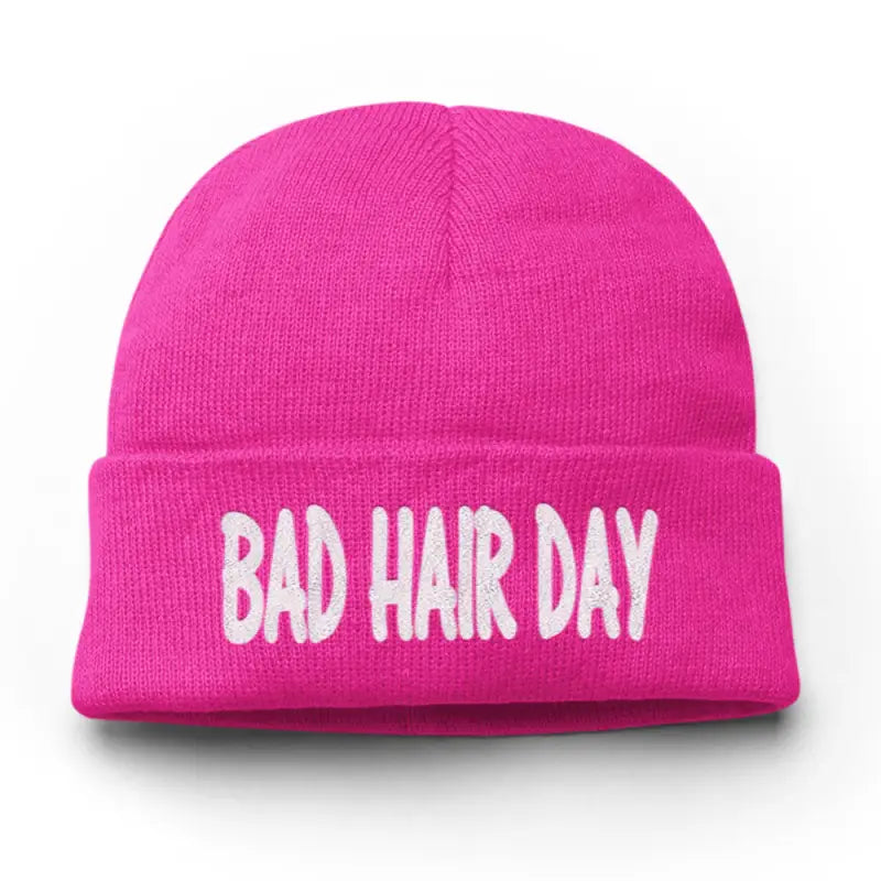 Bad Hair Day Wintermütze Spruchmütze Beanie perfekt für die kalte Jahreszeit - Pink