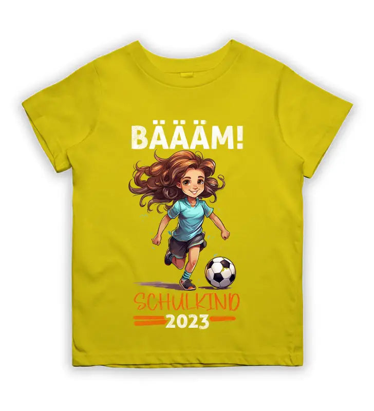 BÄÄM! Schulkind 2023 Mädchen Kinder T - Shirt - 92 - 98 / Gelb