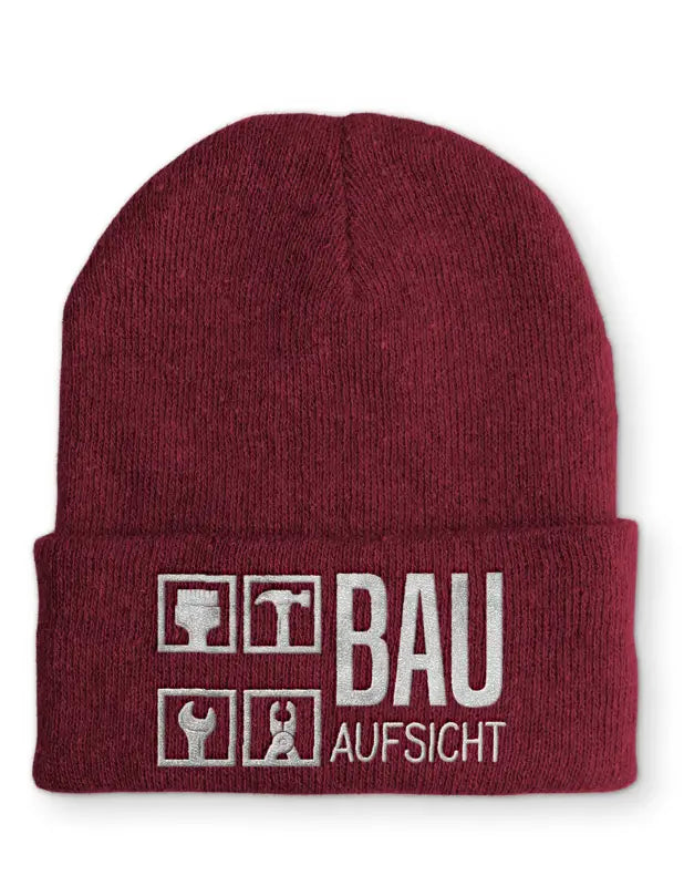 
                      
                        Bauaufsicht Statement Beanie Mütze mit Spruch - Bordeaux
                      
                    