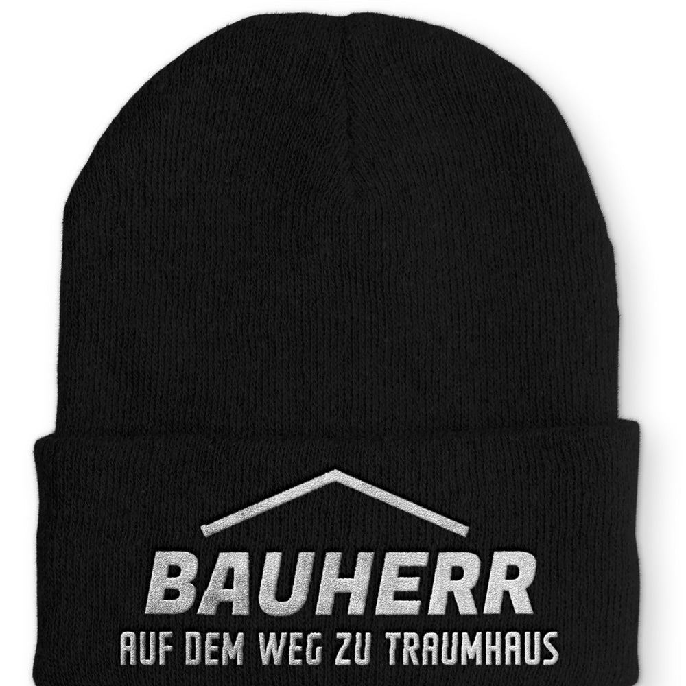 Bauherr auf dem Weg zum Traumhaus Beanie Mütze mit Spruch - Black - Mütze