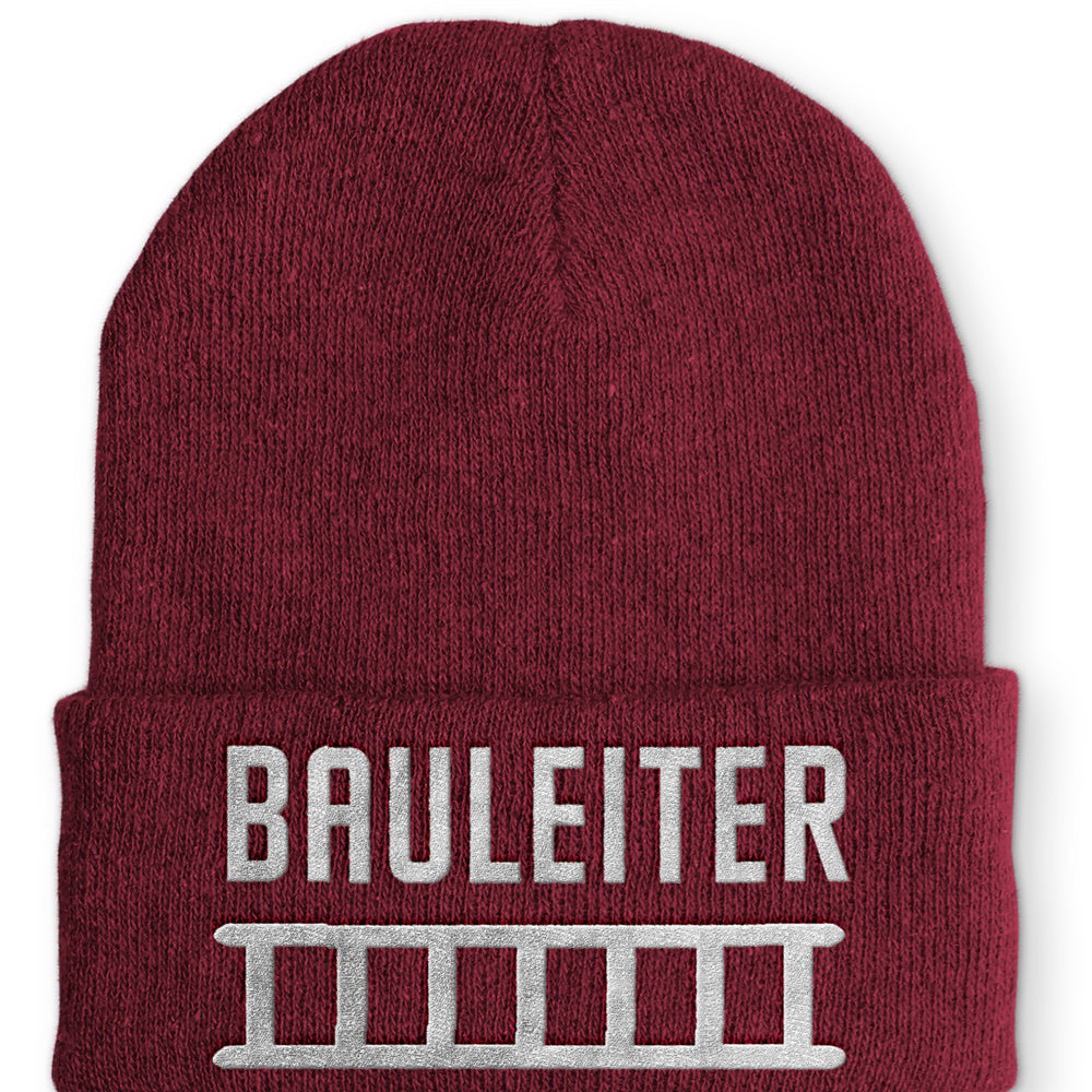 Bauleiter Beanie Mütze mit Spruch - Bordeaux - Mütze