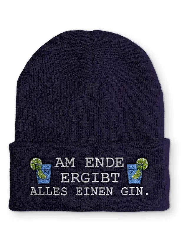 
                      
                        Beanie Mütze Am Ende ergibt alles einen Gin. Statement mit Spruch - Navy
                      
                    