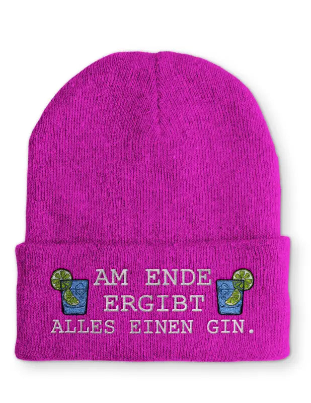 Beanie Mütze Am Ende ergibt alles einen Gin. Statement mit Spruch - Pink