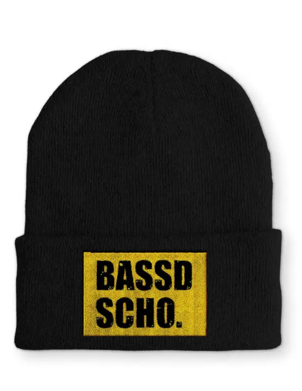 
                      
                        Beanie Mütze Bassd Scho. Statement mit Spruch - Black
                      
                    