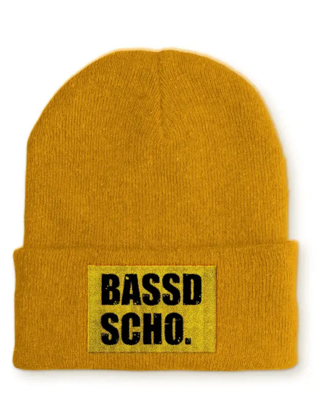 
                      
                        Beanie Mütze Bassd Scho. Statement mit Spruch - Mustard
                      
                    