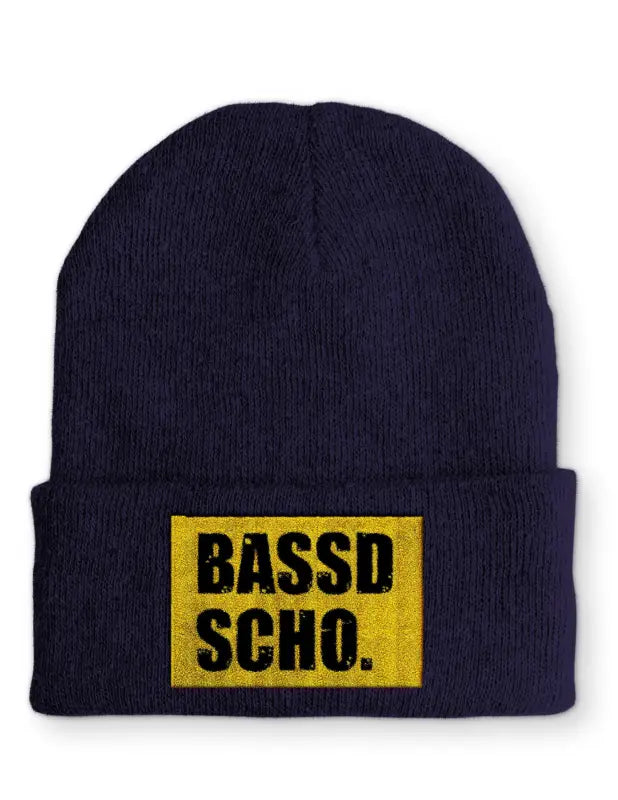 
                      
                        Beanie Mütze Bassd Scho. Statement mit Spruch - Navy
                      
                    