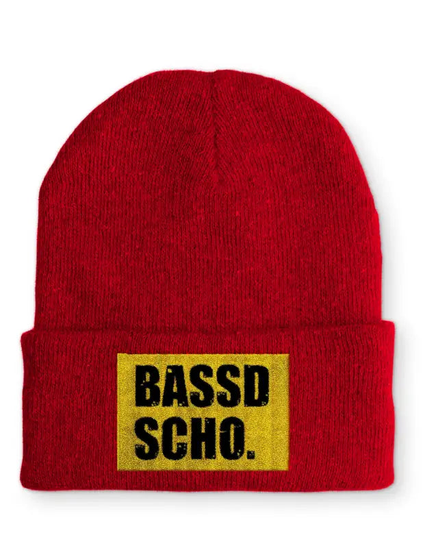 
                      
                        Beanie Mütze Bassd Scho. Statement mit Spruch - Rot
                      
                    