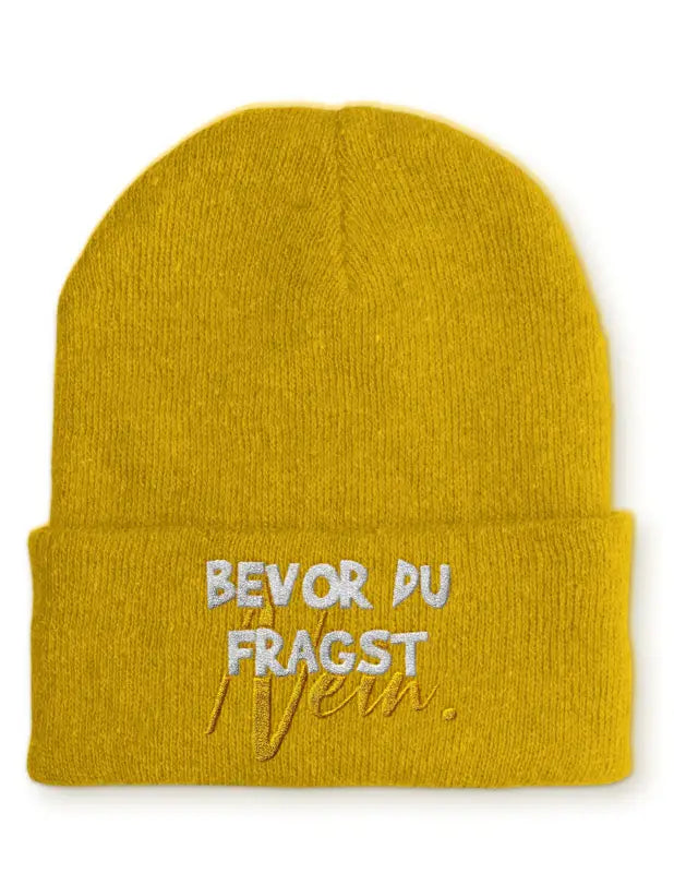 
                      
                        Beanie Mütze Bevor du fragst NEIN! Statement mit Spruch - Mustard
                      
                    