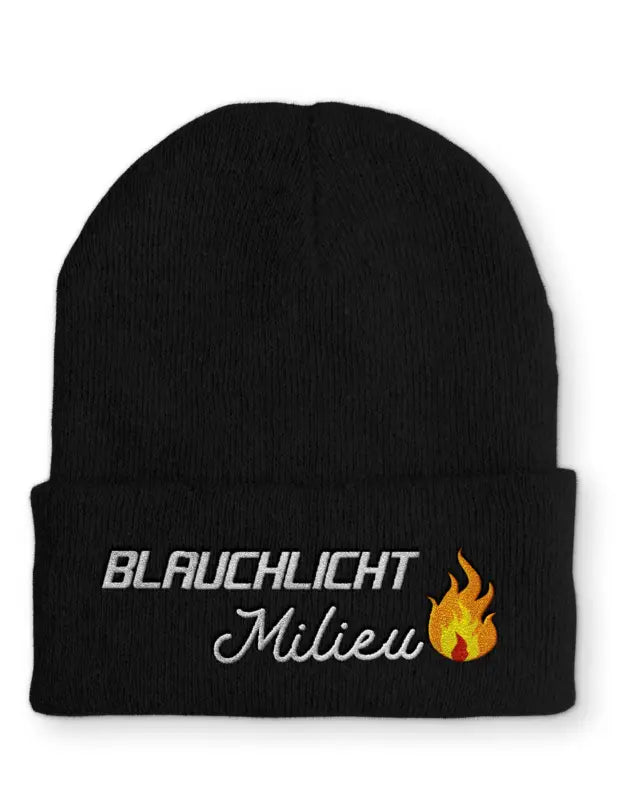 
                      
                        Beanie Mütze Blaulicht Milieu Statement mit Spruch - Black
                      
                    