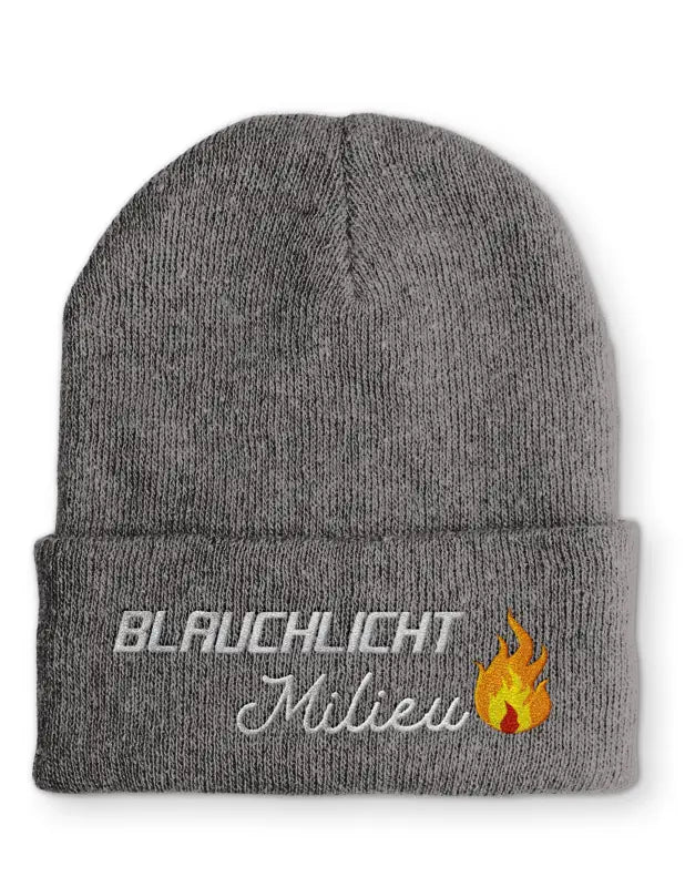 
                      
                        Beanie Mütze Blaulicht Milieu Statement mit Spruch - Grey
                      
                    