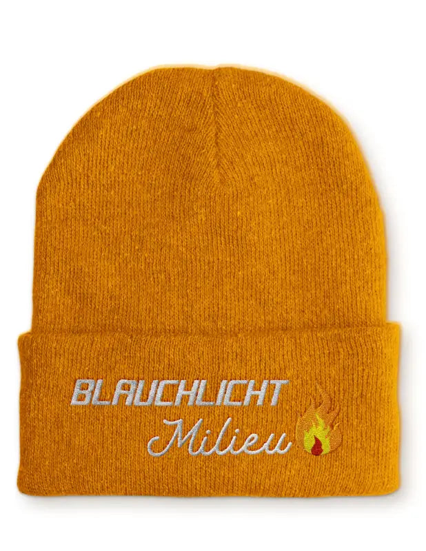 
                      
                        Beanie Mütze Blaulicht Milieu Statement mit Spruch - Mustard
                      
                    